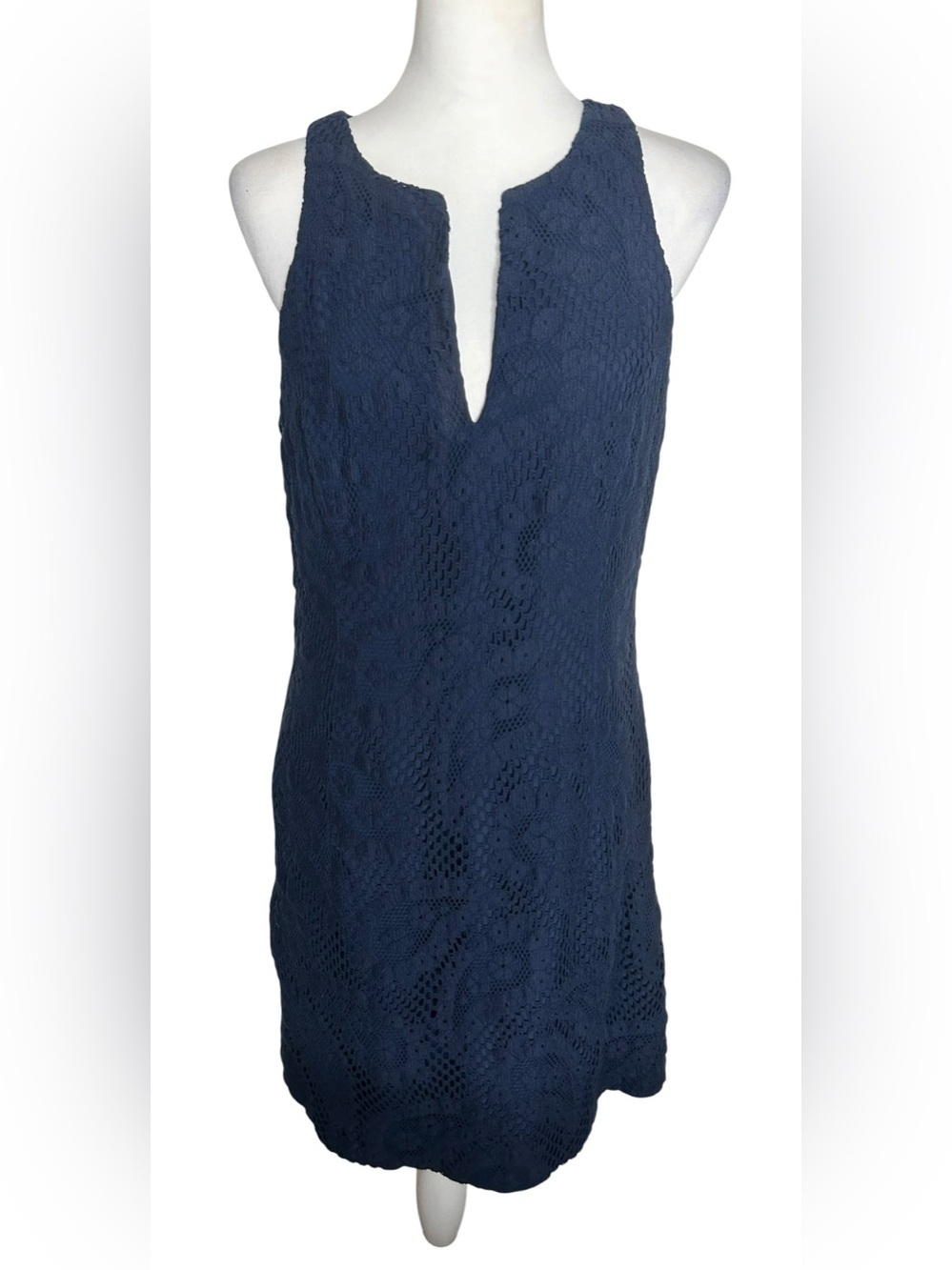 Lilly Pulitzer Augusta Navy Crochet Lace Shift Dress EUC Sz 10 Paisley Resort